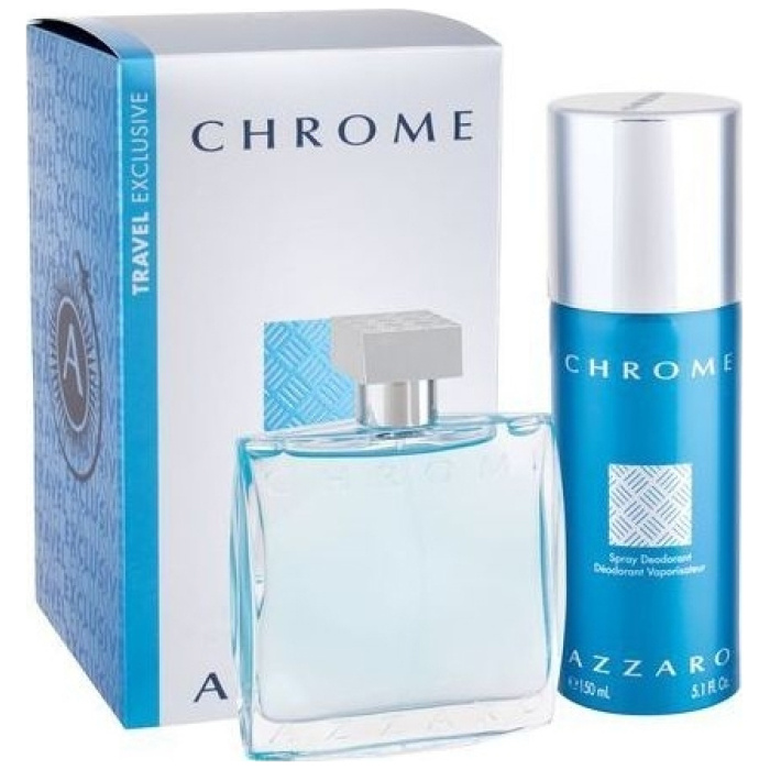 Azzaro Chrome Eau De Toilette 100ml Deodorant Spray 150ml Perfume Box